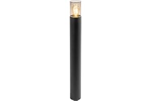 CGC Lighting Outdoor Post Bollard Light Black Weatherproof Tall Long Modern Outside Garden Patio Driveway Path Door Terrace Smoked Smoky Smoke Diffuser Anthracite (Black Tall Post Light)