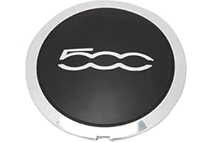 YOSOO Capuchon Central de Roue avec Garniture 68078419AC Remplacement de Capuchon Central de Moyeu de Roue Résistant à la Chaleur pour 500 (Cercle Blanc Lettre Blanche)