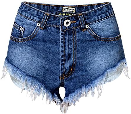 Yokeeyoo Women Denim High Waist Low-Rise Distressed Ripped Cutoff Shorts Jeans