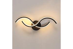 Toolight Aplique Pared Interior LED, 15W Lámpara de Pared LED Interior Blanco Cálido 3000K, Negro Luz de Pared Interior para Salón Dormitorio Estudio Comedor Pasillo