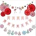 Produktbild Whyyudan Wunderschöne Party Dekoration Alles Gute zum Geburtstag Lahua Party Hochzeit Dekoration Papier Fan Blume Anzug (B-Stil Hochzeit Red Set)