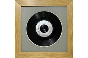 Kwik Picture Framing Ltd Frame for Single 12" Vinyl LP Record | Grey Mount - Oak Frame