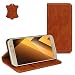 Produktbild ROYALZ Schutzhülle für Samsung Galaxy A5 2017 Ledertasche (SM-A520 / 520F) Lederhülle Hülle Book Cover Case Tasche Schutztasche Handyhülle Vintage mit unsichtbaren Magnet Leder, Farbe:Cognac Braun