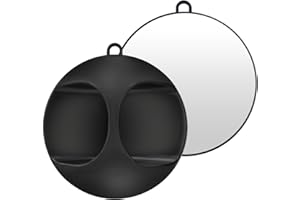 QINGZY Specchio da Parrucchiere Professionale Portatile, Rotondo, 28 cm, Nero, Con Cornice, A Parete, Plastica, Per Uso Professionale e Domestico