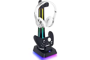 Wigearss Ladestation, Ladegerät für Xbox Series X/S, Xbox Elite 1/2, Xbox One, Xbox One X/S Controller mit Headset Halter, RGB-Licht