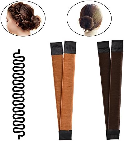 DEKOMORE 3-in-1 Twist Hairstyling Tool + Ladies Hair Braiding Tool,DIY Tool Doughnuts Hair Bun Maker, For Donut, Doughnut, Bun, French Twist(Brown+Golden)