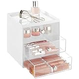 mDesign Porta trucchi – Organizzatore trucchi con 3 cassetti per ombretto, rossetti, ecc. – Pratico contenitore trucchi in pl