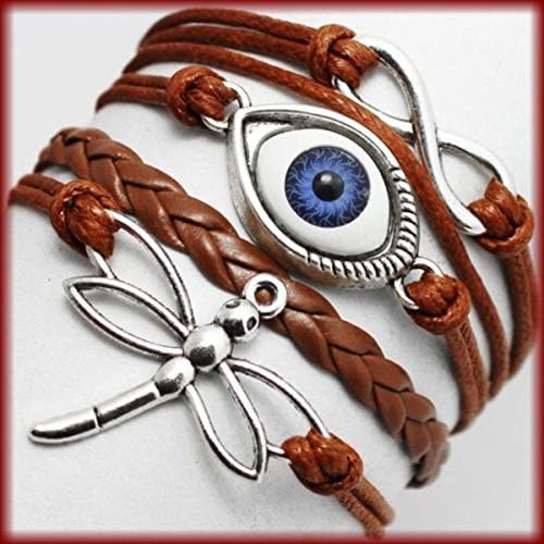 Girl Jewelry Harry Potter Lady bracelet Braided Rope Leather Dragonfly Evil Eye Charm Wrap