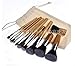 LyDia Natural Hand-made Bamboo Handles Super Soft Bristles Eco-friendly 11pcs Makeup Brush Set with Carry Bag