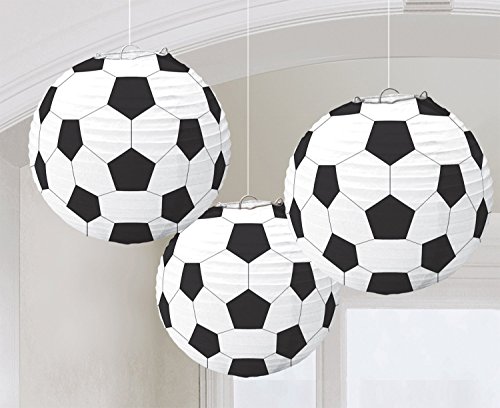 Amscan 240178 – Hängedekoration – Lampions Fußball, 3 Stück, circa 24 cm - 2