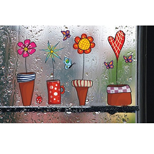 Blumen-Schmetterlings-Aufkleber-Abziehbild-Fenster-Glas-Wand-Dekor Innovative Red 9 × 4,8 × 2,6 cm - 2