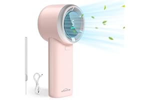 WHATOOK N603 Przenośny Wentylator Ręczny 8.5m/s Mocny z Silnikiem Bezszczotkowym, Cyfrowy Wyświetlacz, Szybkie Ładowanie USB-C 2H, Ultrakompaktowy Lekki na Zewnątrz/Siłownia/Podróż