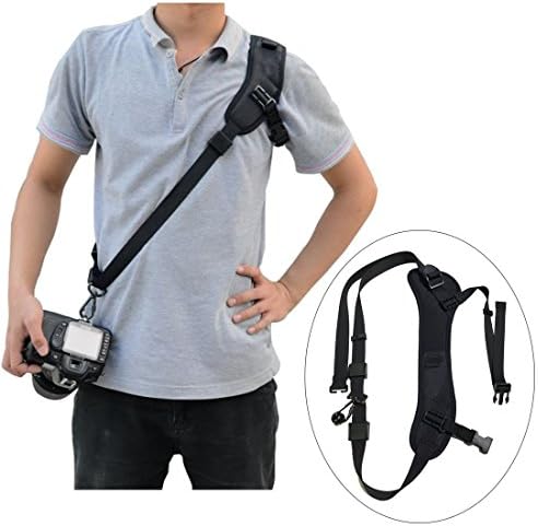 SHABEI Camera Strap Quick Rapid Strap Shoulder Sling Belt Neck Strap with Under-arm Safety Tether for Camera DSLR SLR DV Black