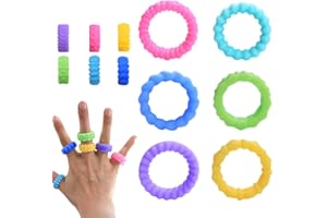 PRAOFRT 6 Stück Anti stress spielzeug,Fidget ring Silikon Anxiety Ring Set, Linderung von Ängsten und Bunte Antistress Ring,Spinner Damen,Anxiety Stressringe für Mädchen und Frauen