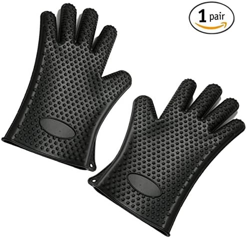 Kebaina Silicone Oven Mitts Heat Resistant Gloves,Black
