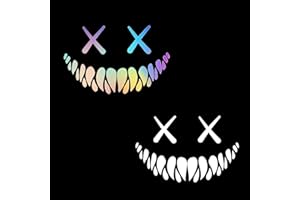 JAONLD 2 Piezas Pegatina para Coche con Cara Sonriente de Demonio Pegatinas Moto Pegatinas para Cascos,Adhesivo Decorativo con Cara de Sonrisa Apto para Coches,Motos,Cascos,Buzones