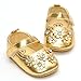 Estamico Baby Girl's Leather Flowers with Diamond Shoes Gold Us 4