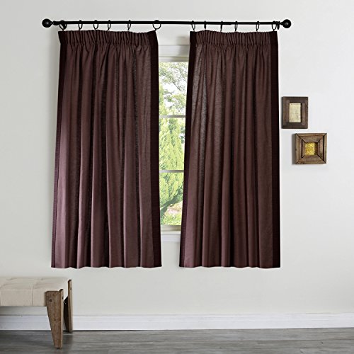 Deco Window 1 Piece Pleated Door Curtain with White Lining (48"X90")-Chocolate