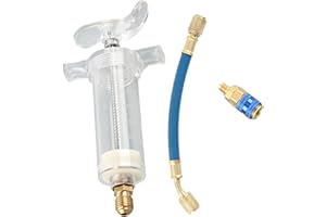 Bexdug Outil d'injection d'huile,Outil d'climatisation 30 ML avec connecteur 1/4" - Outil Bleu d'injecteur d'huile climatisation pour la climatisation d'huile minérale POE