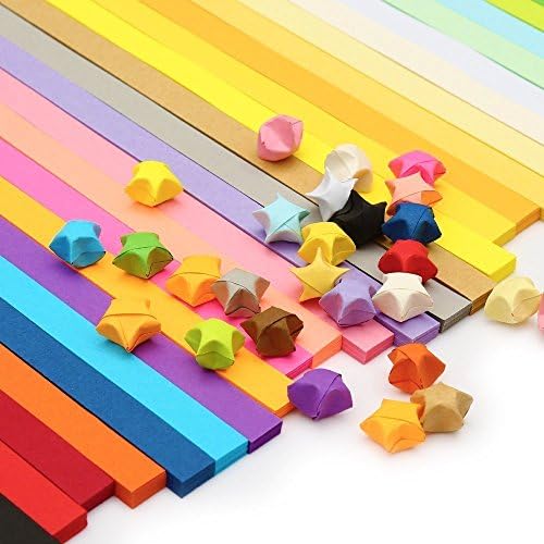 Origami Paper Develop Intelligence, Foxroar 450 Sheets 30 Colours 10 11/64"x 25/64" (26.5 by 1cm) Star Strip Paper