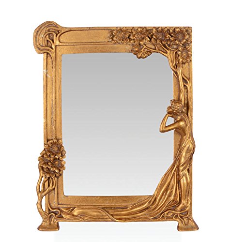 Deko Spiegel Wandspiegel Jugendstil gold verziert Polyresin 34,4 cm