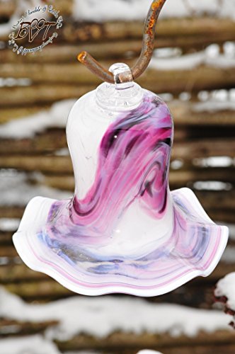 Glas-Deko für Garten,Blüten und Zapfen, Gartenkugel Massivglas ROBUST, Tulpe Tropfen, Blume mit Hakenhalter Schäferstab FROSTSICHER & MASSIV Glas-Dekoration Blüte Gartentulpe Glocke Sonnenfänger für Lichteffekte im Garten, Rosenkugel 17 cm gross Form Tulpe, modisches Tulpendesign handgefertigt mit Bogenstab 125 cm, rot weiß Gartenkugel Sonnenfänger, Gartendeko FROSTSICHER, lichtbeständig und WINTERFEST, Metallstiel Schäferstab Rosenkugeln Glas Deko - 2