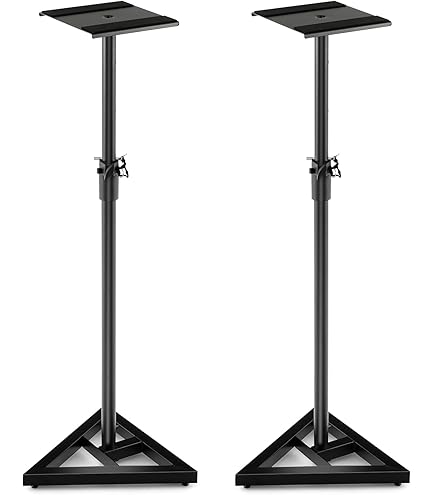 my wall HS35L speaker stand set 2 x 25 kg load capacity with anti-vibration mat, speaker stand, interchangeable feet, safe stand and unadulterated sound