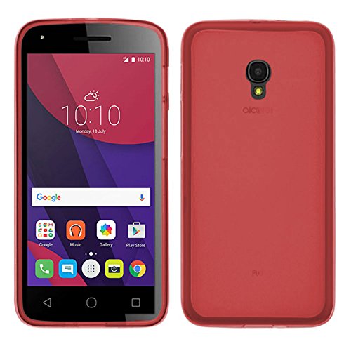 TBOC Pack  Funda de Gel TPU Roja   Protector Pantalla Vidrio Templado para Alcatel Pixi 4  5  4G  Funda de Silicona Ultrafina y Flexible  Protector de pantalla Resistente a Golpes  Ca  das y Ara  azos   No es compatible con el modelo 3G 