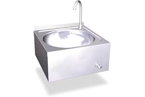 Fricosmos Lavamanos inox mural de rodilla agua fría y caliente, Gris