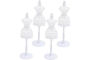 Bemvp Dress Mannequin 4pcs Small Plastic Dress Display Model Miniature Hollow Out Kleiderständer Halter für Puppen