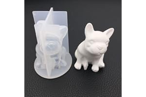 Jorzer Moule De Bouledogue Français, Moules De Chien De Silicone, Moules De Coulée Époxy en Résine Animale 3D, Moule De Bougie De Cire De Chiot, Moule Fondant du Gâteau Au Chocolat