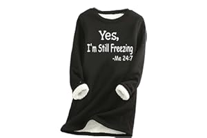 Mrat Ladies Winter Warm Sweatshirt Thick Fleece Velvet Underwear Pullover Tops Round Neck Sherpa Fleece Lined Long Sleeve Jumper Soft Touch Solid Color Sweatshirts