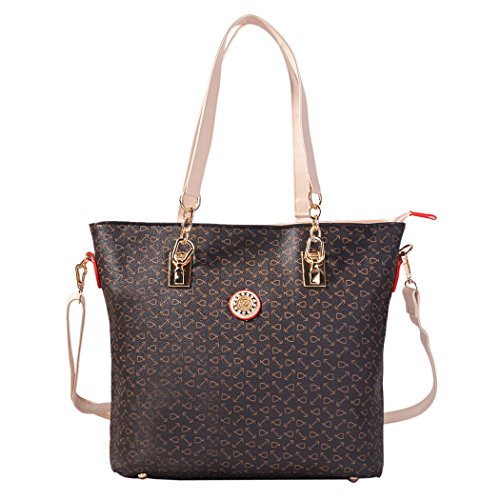 Coofit Damen Leder Handtaschen Umhängetasche Schultertasche Schulter Hobo Set - 2