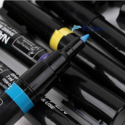 16 Farben Nagel Kunst Feder Nageldesign Stift DIY für Nail Art Salon Beauty 1 Stück - 9