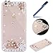 Produktbild iPhone 6 Plus Hülle, iPhone 6 Plus Case, iPhone 6S Plus Schutzhülle, iPhone 6S Plus Glitzer Hülle mit Perle, Ysimee Kreative Glitzer Bling Hybrid Slim PC Schale Hart Back Weich TPU Bumper Cover Glänzend Sparkle Strass Diamant Silikon Hülle Protector von Scratch,Abstößt,Staub für Apple iPhone 6 Plus Sparkle Shine Case Hülle + 1 x Blau Stylus Pen, Transparent