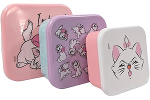 My sweety pop 3er Set Les Aristocats Lunchbox stapelbar 11,5 cm - Kinder - Krippe, Kindergarten, Schule, Urlaub - Pink/Violett/Weiß