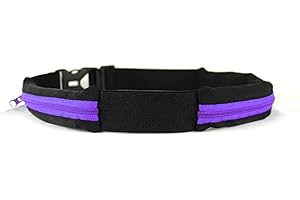 Ceinture Boa L'Original Sac Banane - 2 Poches Ultra Extensibles - Sport, Course a Pied, Jogging, Equitation, Fitness, Voyage, Randonnée -Range Telephone, Gourde, Anti Pick-Pocket Belt (Violet, M/L)