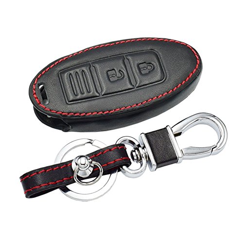Happyit Leather Car Key Cover Case for Nissan 350Z Qashqai J10 J11 X-Trail t31 t32 Kicks Tiida Pathfinder Murano Note Juke 3 Buttons Smart Key