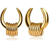 DOEARKO Ohr Tunnel Mit Anhänger, 2 Stück, Gold Edelstahl - 6mm Bis 16mm, Für Frauen & Männer