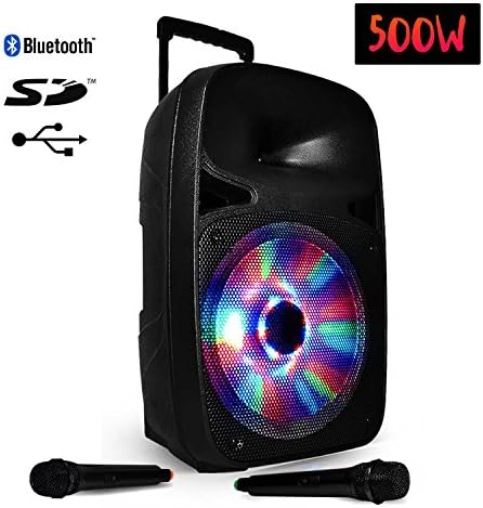 Enceinte sono active Mobile for LED RGB 12 "500 W USB/SD/Bluetooth + 2 Wireless Mics