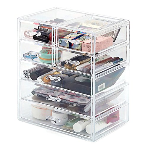 Acryl Makeup Box, EZOWare Acryl Makeup und Kosmetik Aufbewahrung / Organiser mit 5 Ebenen 7 Schubladen - Kristall