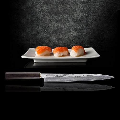 TUO Yanagiba Sushimesser – -26cm, Professionelle Küchenmesser Japanischer VG10 Super Stahl 34 Schichten Damaststahl & Black ebony wooden handle (TC0406P) - 6