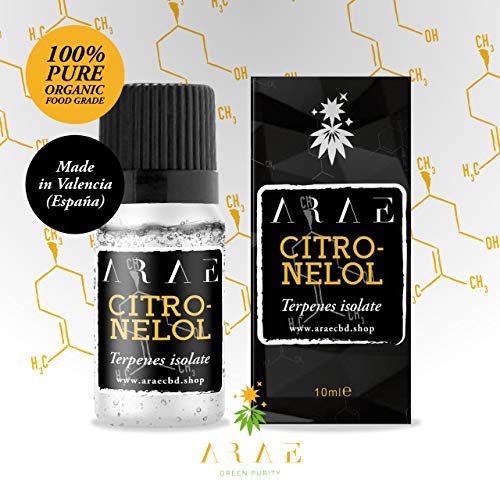 ARAE - Terpeno Puro Citronelol - 100% puro orgánico de grado alimenticio, fabricado en España, calidad GMP, 10ml