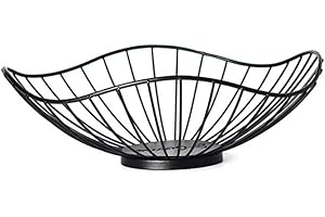 HARLIANGXY HARVESTFLY Cesto per frutta in metallo da poggiare su un piano, colore nero, stile vintage, per mantenere frutta e verdura freschi