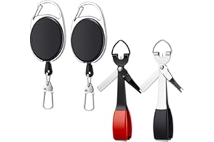 SHIYUUK 2 Sets Fishing Quick Knot Tying Tool 4 in 1 Stainless Steel Fishing Tool with Zinger Retractor Cutter Clipper Nipper for Fishing Angler Outdoor Fishing