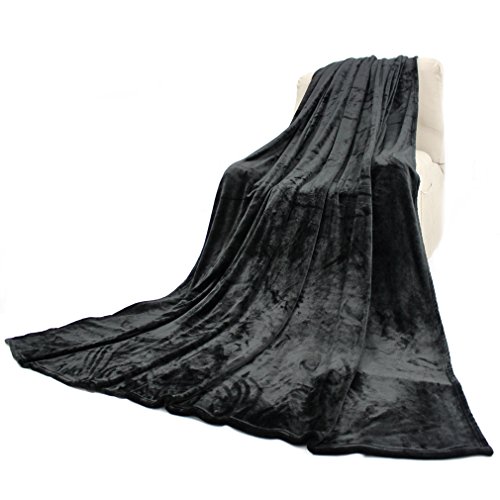 Auralum® Elegante Kuscheldecke 100% Polyester Warm Weich und Bequem 210*280cm Schwarz XXXL - 4