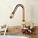 Produktbild Monobloc Zeichnung Typ Mischwasser Wasserhahn Küche Badezimmer Waschbecken Waschbecken Hahn Heben Stil Kupfer , B-Rose Gold