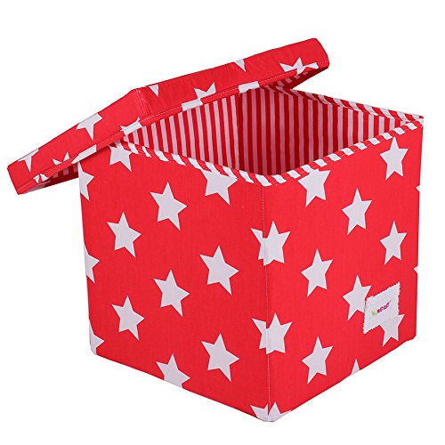 Minene Cube Storage Box with Stars (Red/ White)