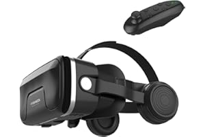 LONGLU VR Headset with Controller Compatible for iPhone and Android Phone, Upgrade VR Glasses with Headphones, 3D Virtual Reality Viewer for Watch Movies & Video Games, Support 4.7-7.2” Smartphone