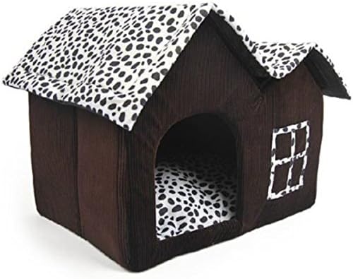 Chiguo Luxury Dog Cat House Double-Roof Collapsible Warm Soft Pet Room Bed Kennel Sleeping Bag 52*38*46cm / 21*15*18 inch